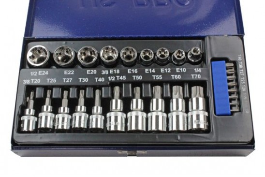 Torx doppenset inwendig en uitwendig 27-delig